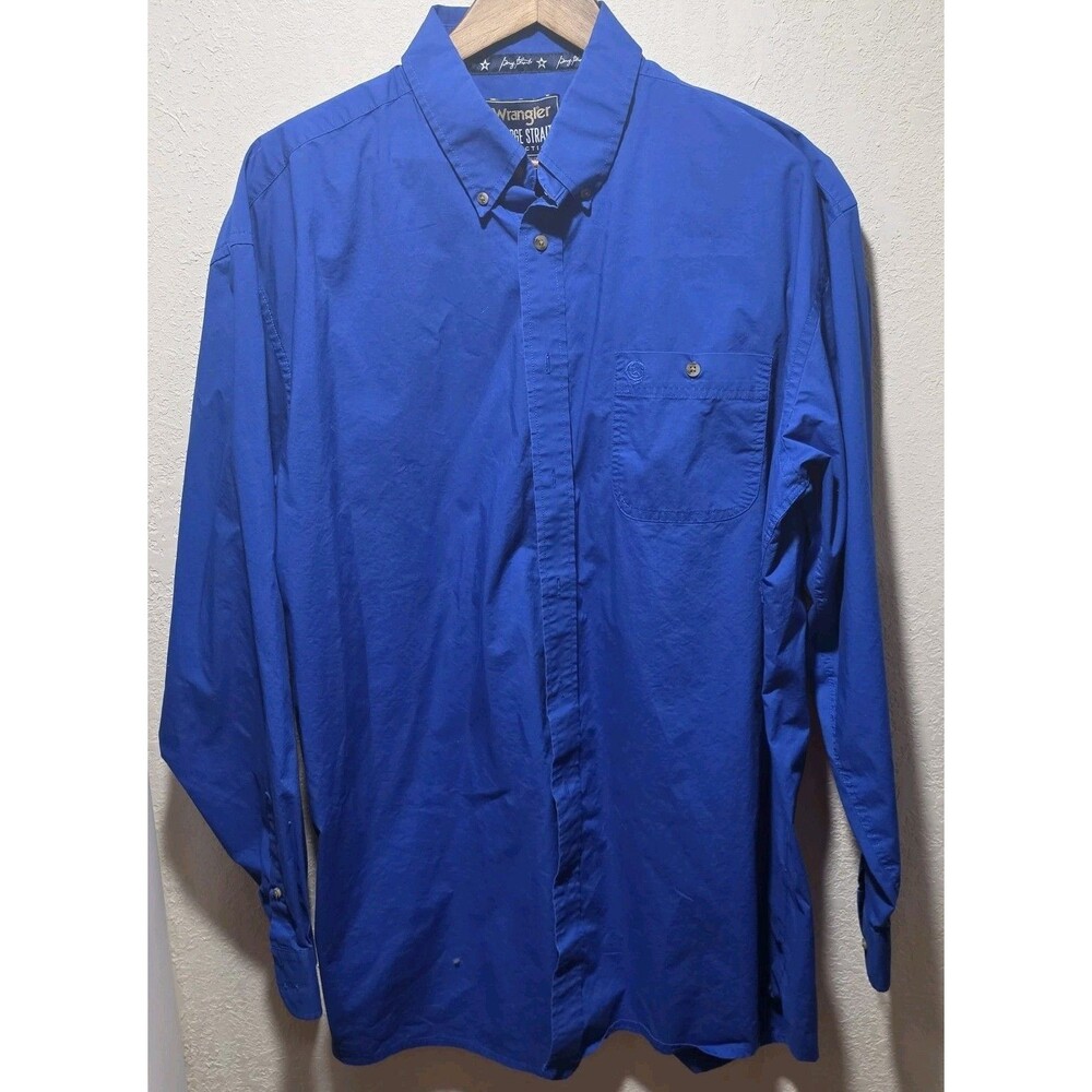 Wrangler George Strait Shirt Mens 2XLT Royal Blue Cotton Button Down Pearl Snap